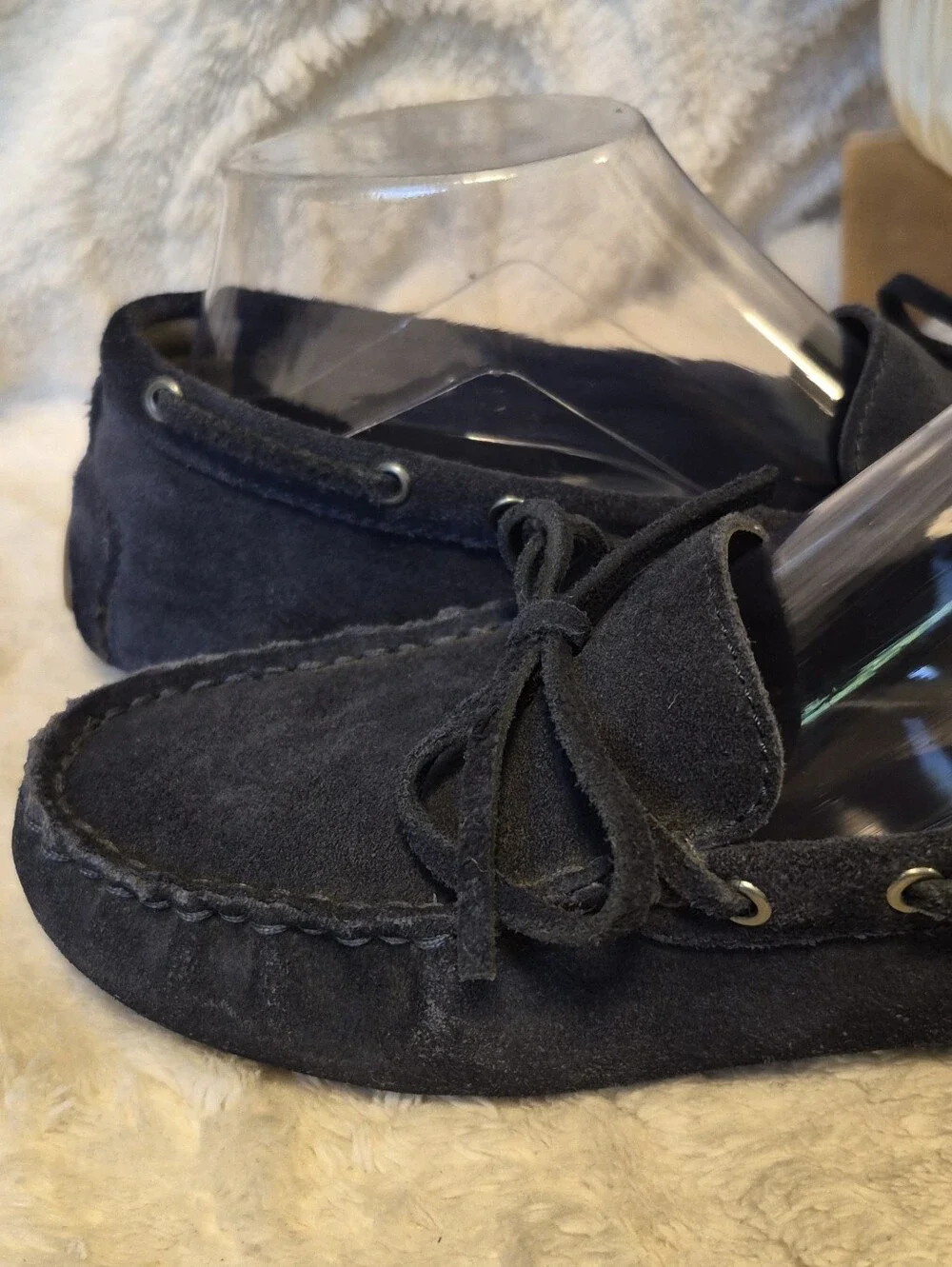 J. Crew Suede Driving Moccasins Loafers Navy Blue Slip On Flats Women's Size 8